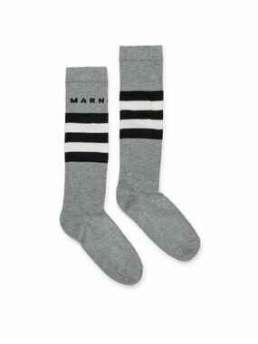 Marni Gray, Black & White Striped Crew Socks